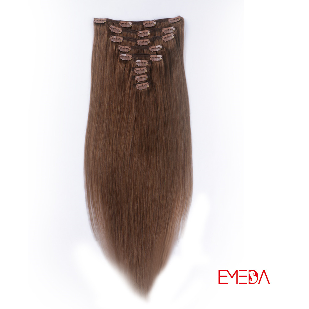 Real hair clip in extensions 100% human hair remy YJ007